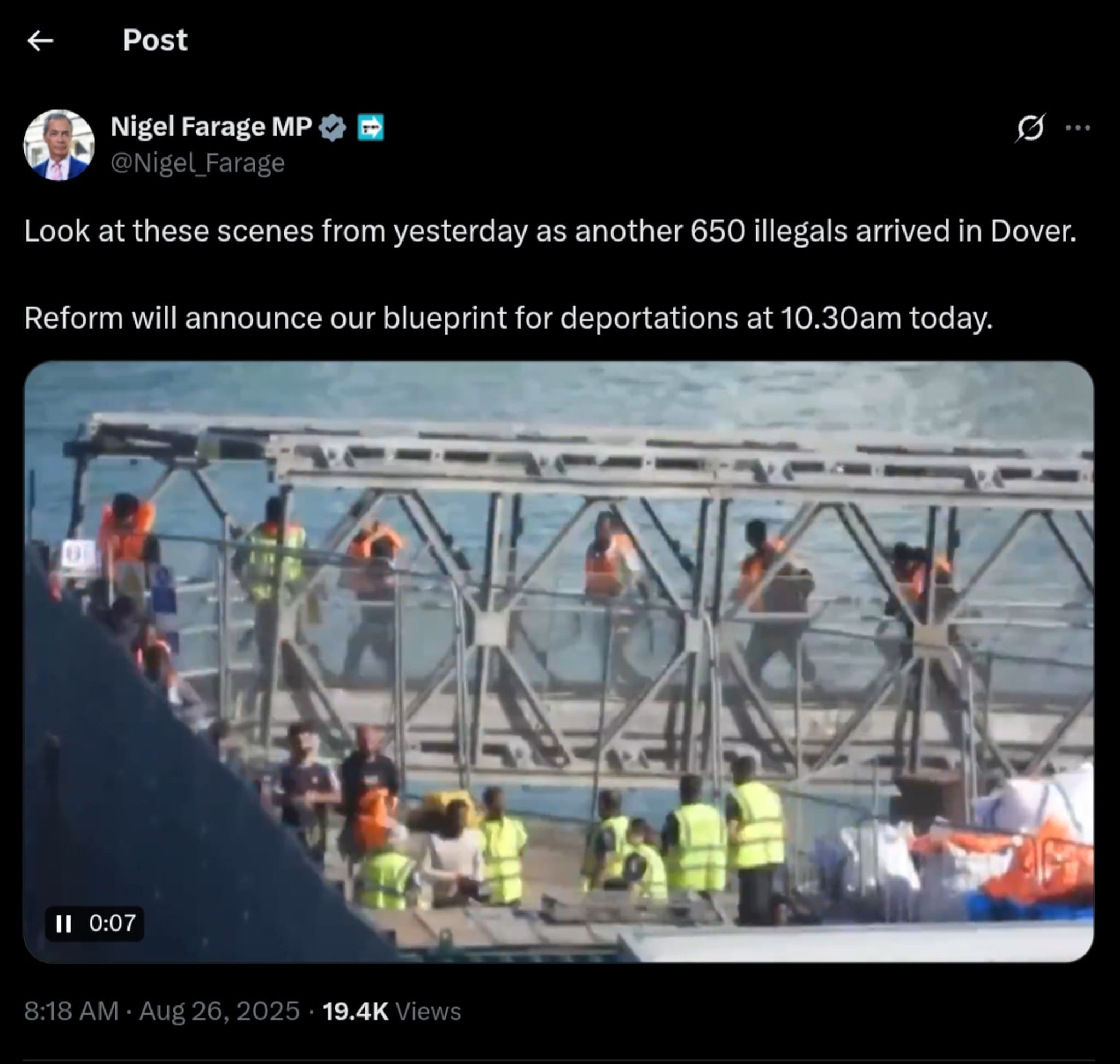 Reform Party Unveils Deportation Blueprint After Dover Surge