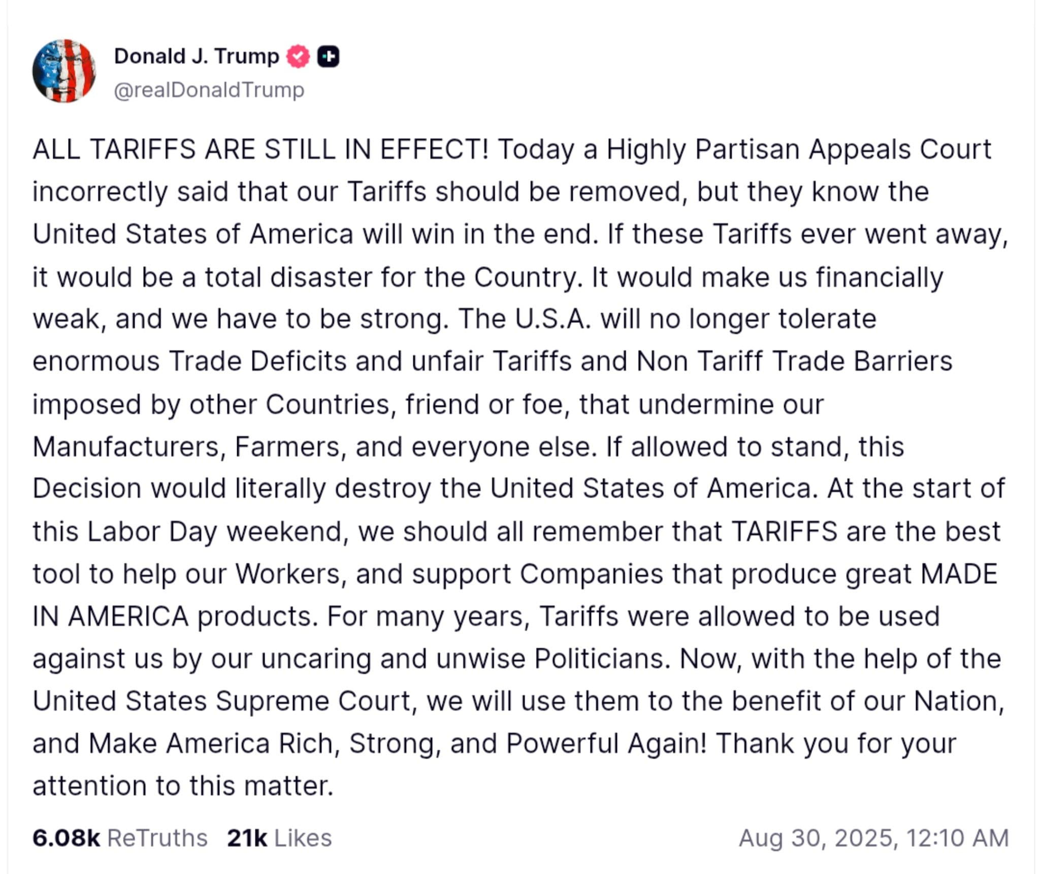 Trump Defies Court Ruling: Tariffs Remain Unchanged Amid Legal Battle