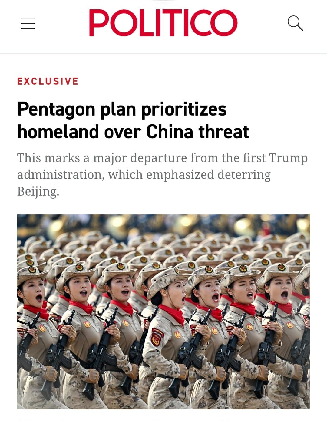 Pentagon Shifts Focus to Homeland Security, Downgrades China Threat