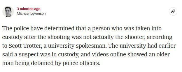 Police Clear Suspect in University Shooting, Search Continues