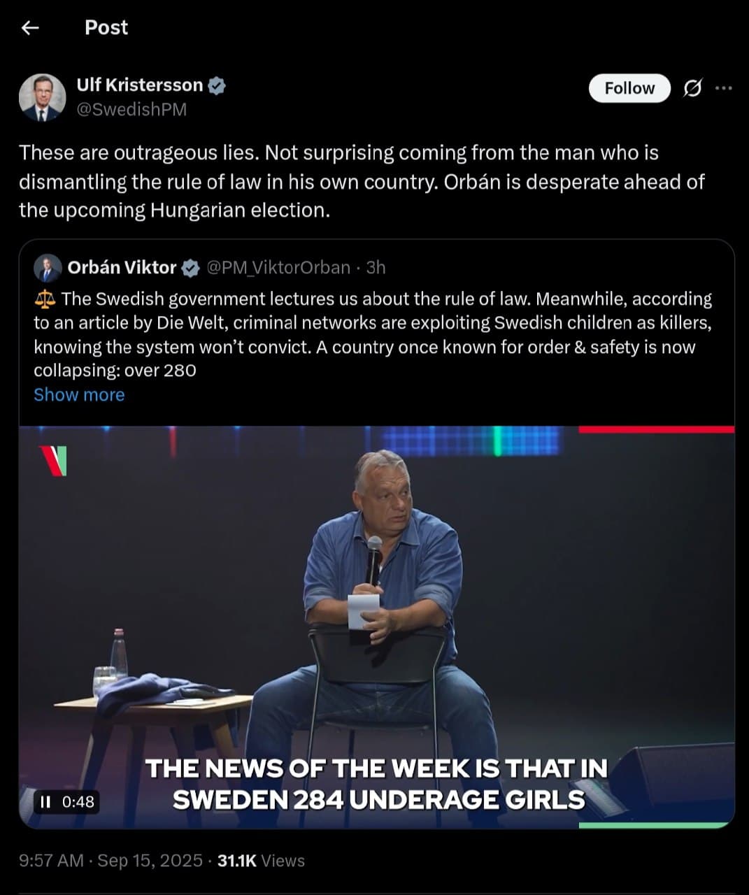 Orbán and Kristersson Clash Over Rule of Law Claims