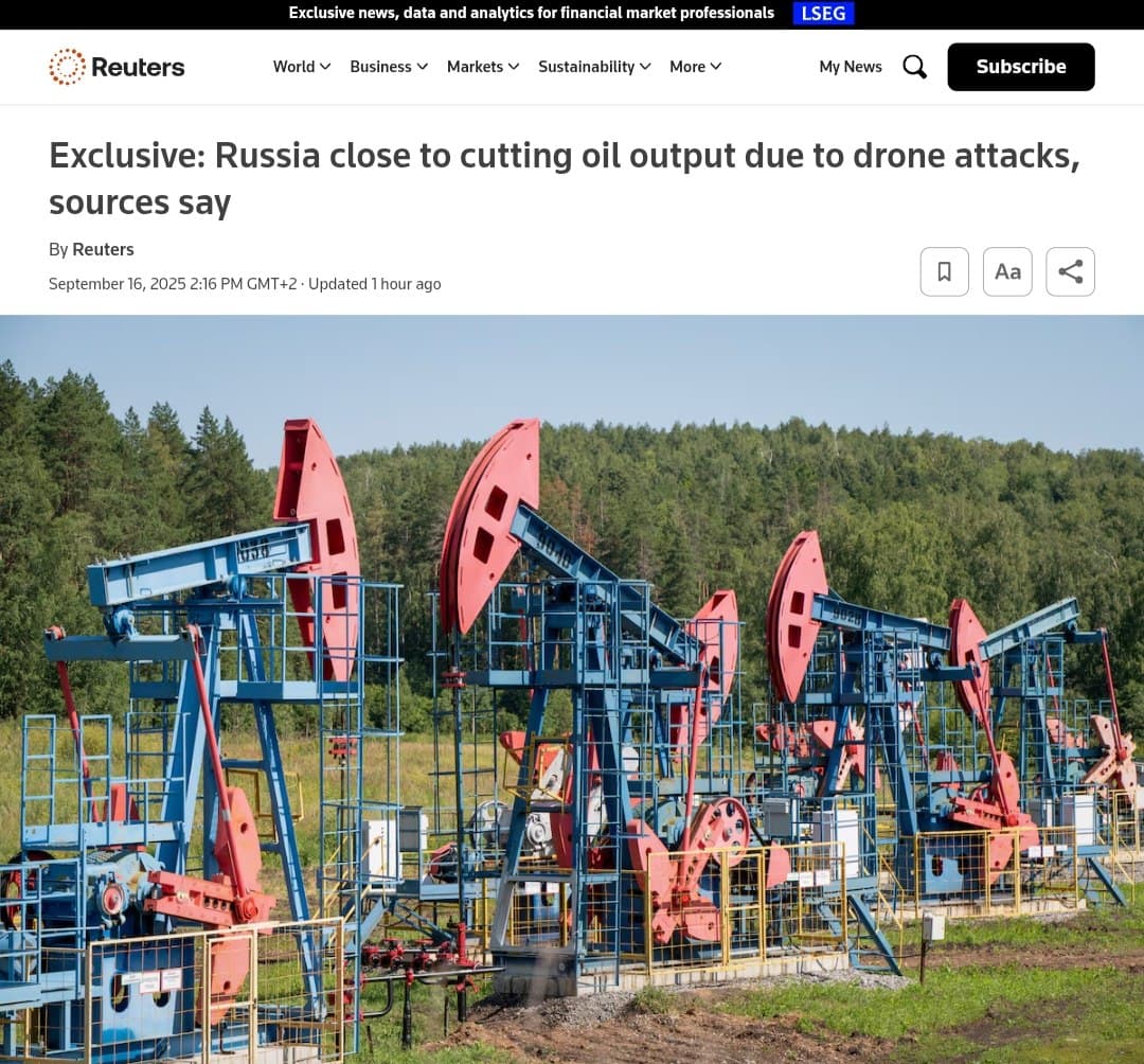 Russia may cut oil output due to Ukraine drone attacks, sources say