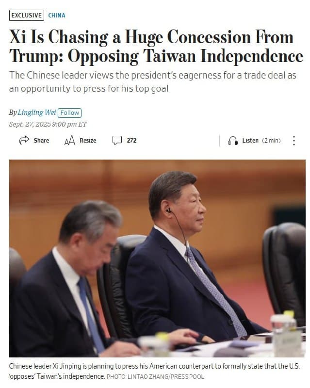 Xi Jinping urges Trump for formal declaration against Taiwan's independence