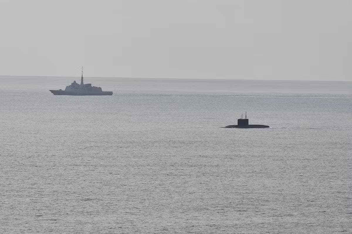 Russian Kilo-class submarine detected off Brittany, France, October 12