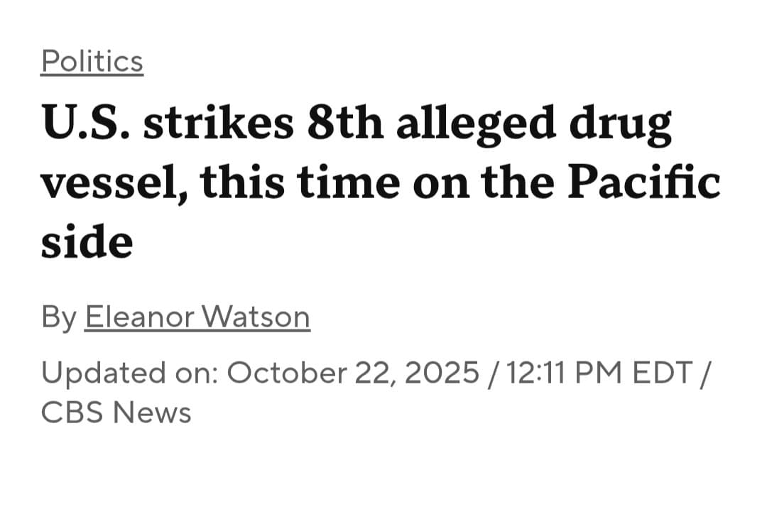 U.S. strikes alleged drug vessel on Pacific side of South America