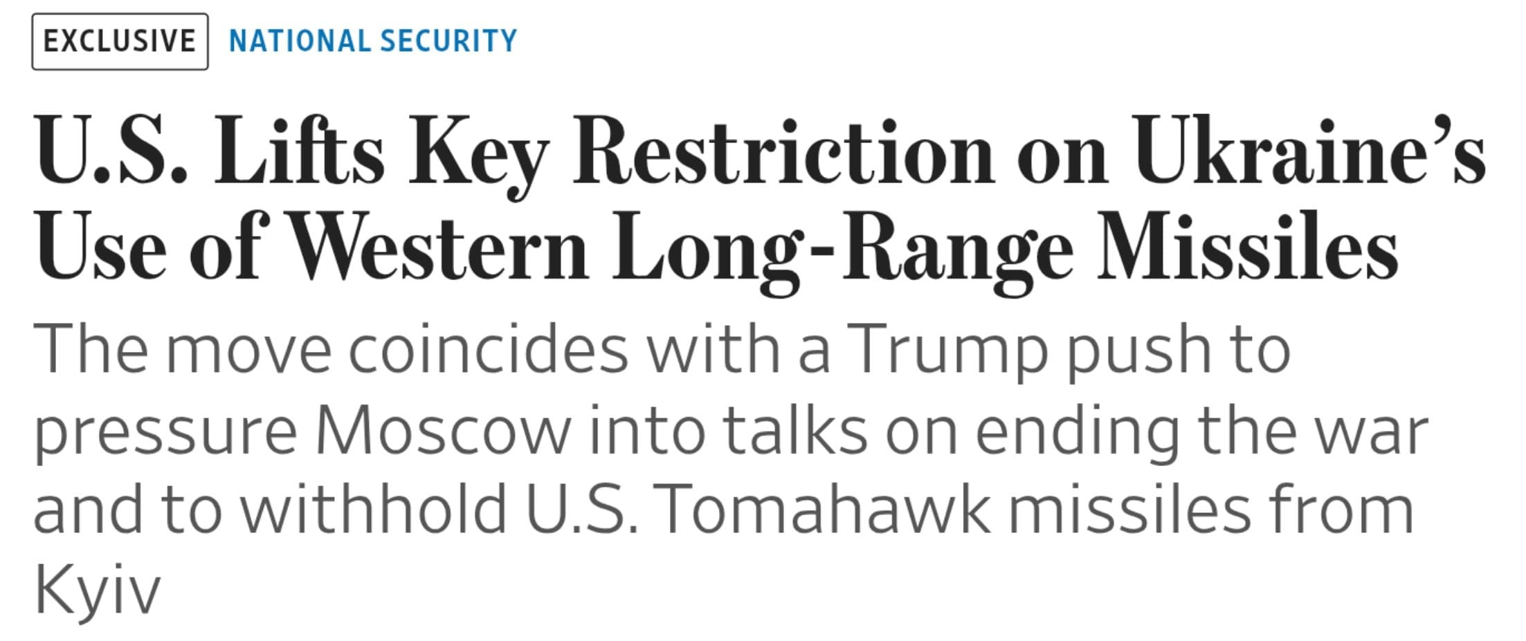 Trump Administration Lifts U.S. Restrictions on Ukraine's Storm Shadow Missiles