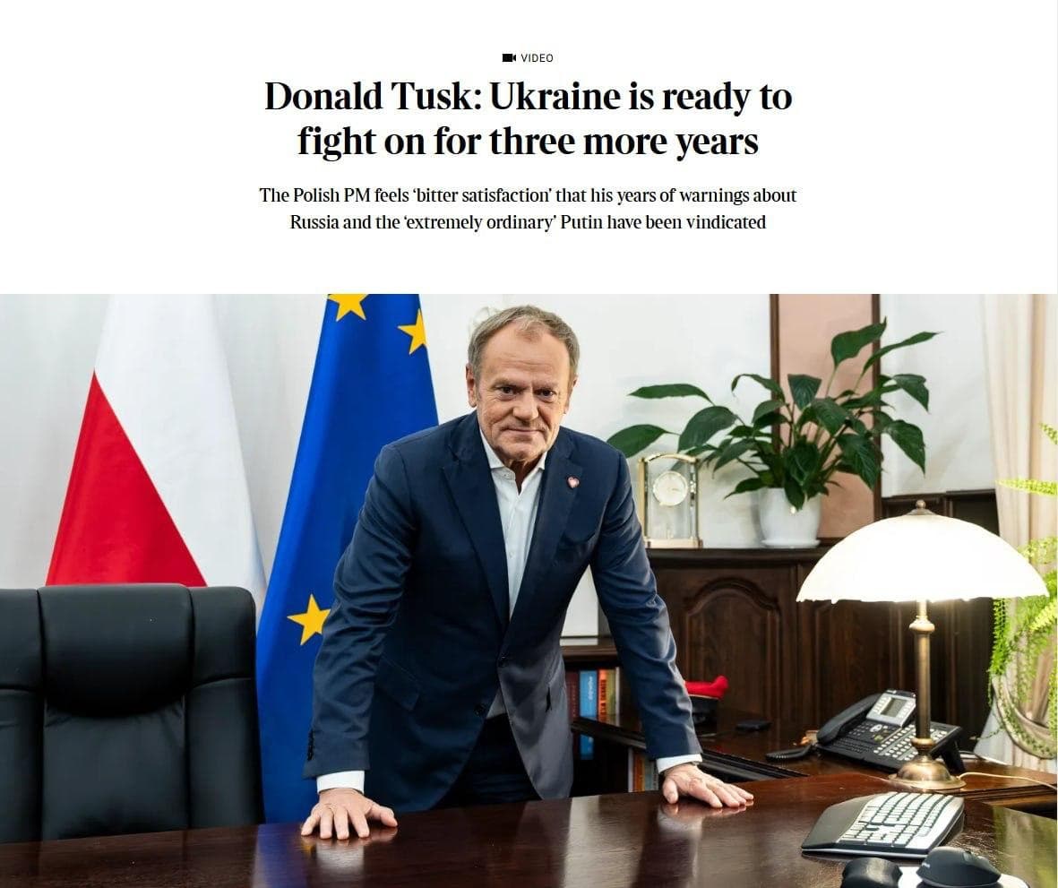 Ukraine ready to fight for three more years, says Polish PM Tusk