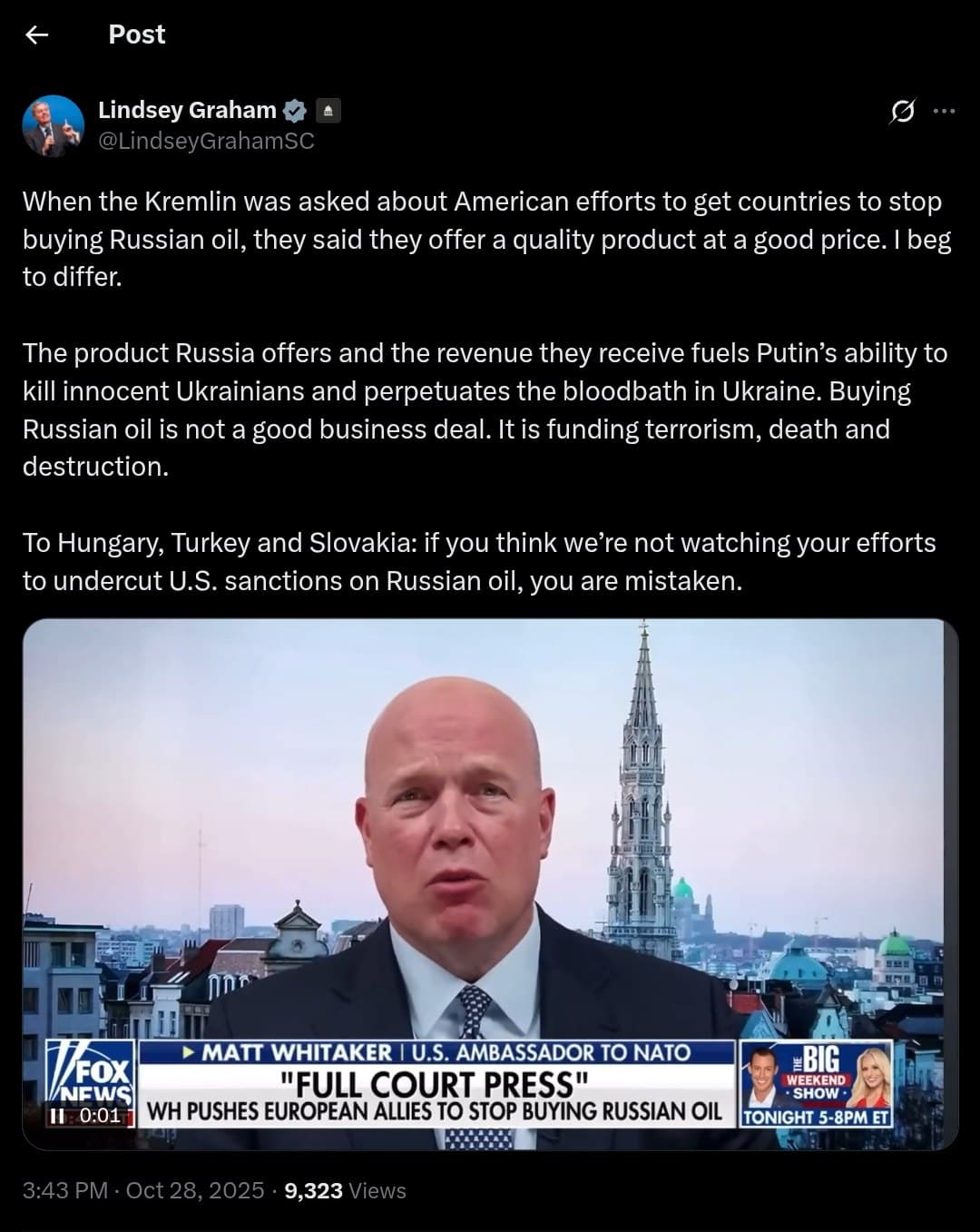 Senator Lindsey Graham warns Hungary, Türkiye, and Slovakia over U.S. sanctions