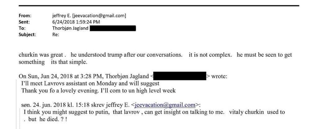 Jeffrey Epstein offers to help Trump with Russia, prefers Lavrov