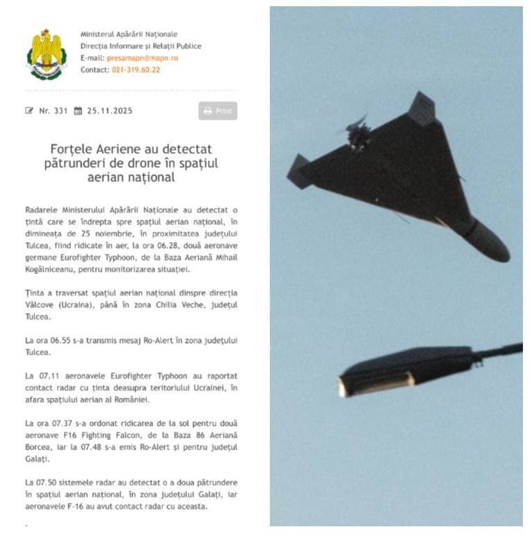 Six Russian drones breach Moldovan airspace, two enter Romania