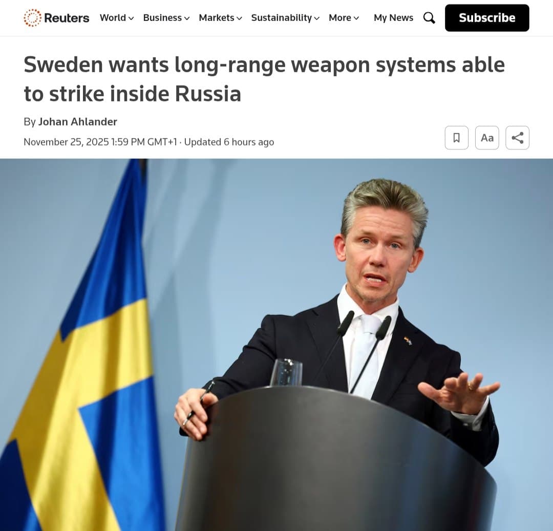 Sweden's Armed Forces propose cruise missiles with 2,000 km range