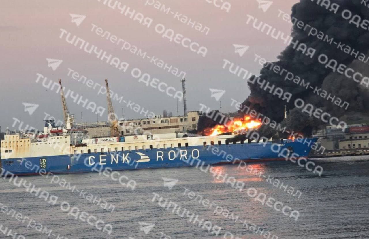 Iskander missile strike reportedly targets port of Odessa, cargo ship on fire