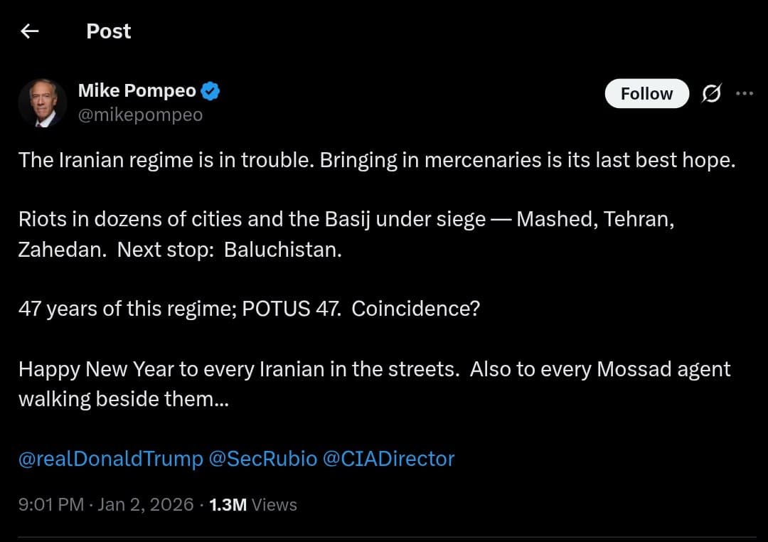 Iranian regime faces unrest; Mike Pompeo comments on mercenaries
