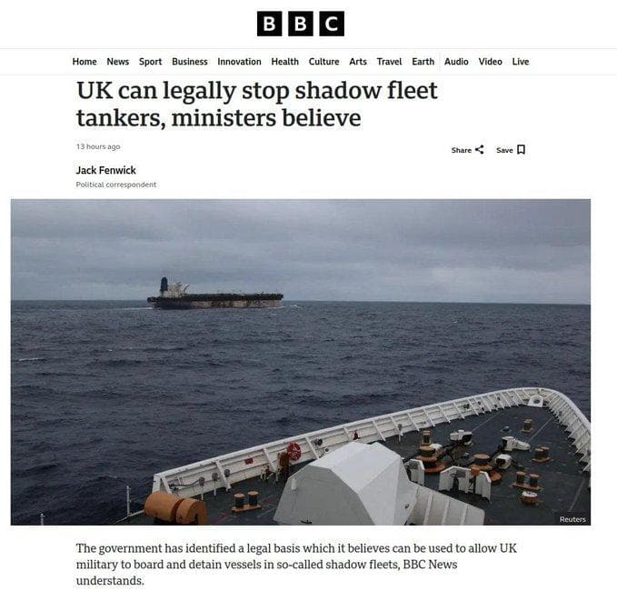 UK government identifies legal grounds for military action against shadow fleets