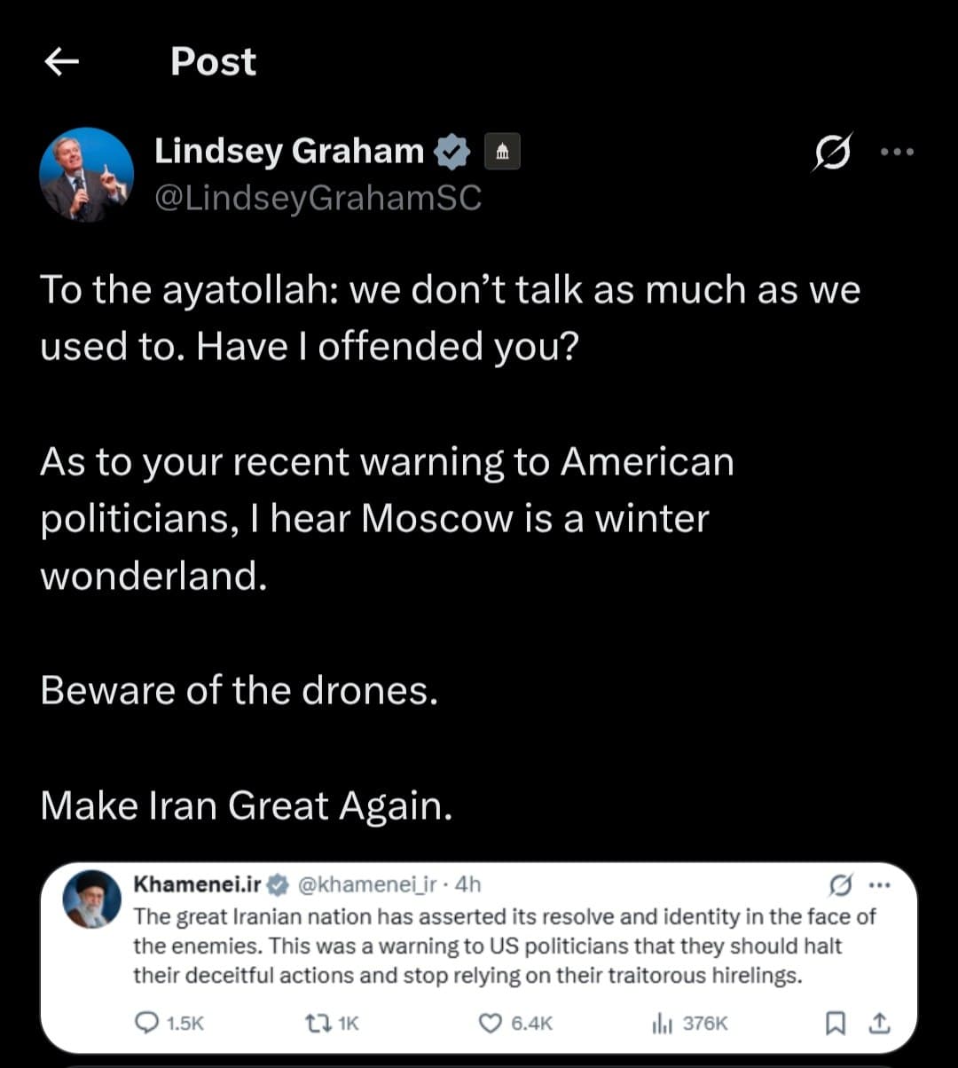 Lindsey Graham warns Iran's ayatollah about recent threats to U.S.