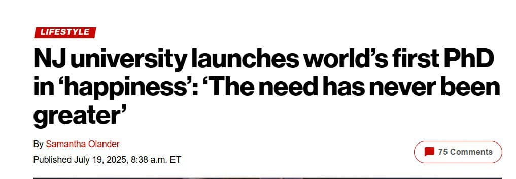 New Jersey University Launches World's First Department of Happiness