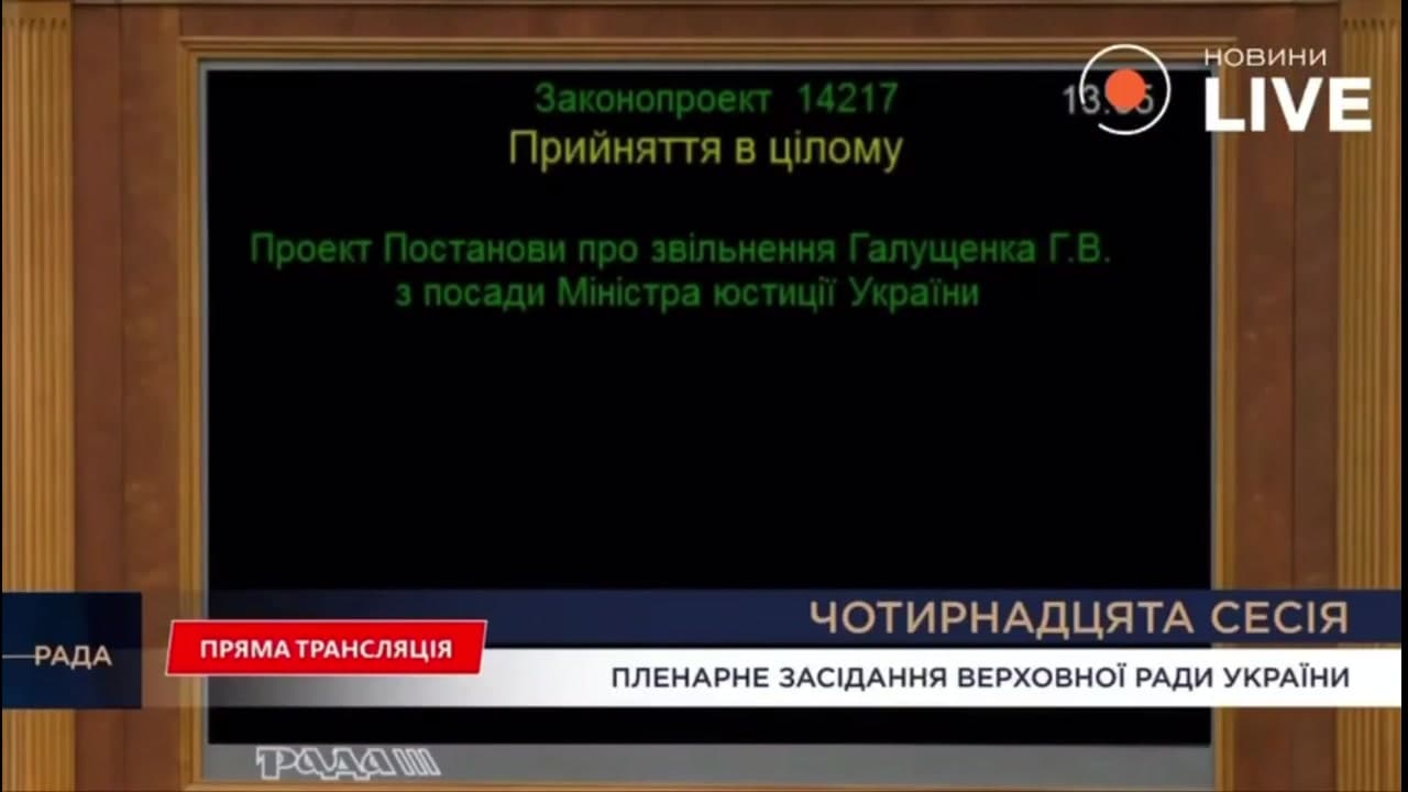[Video] Ukraine's Verkhovna Rada dismisses Justice Minister Herman Halushchenko