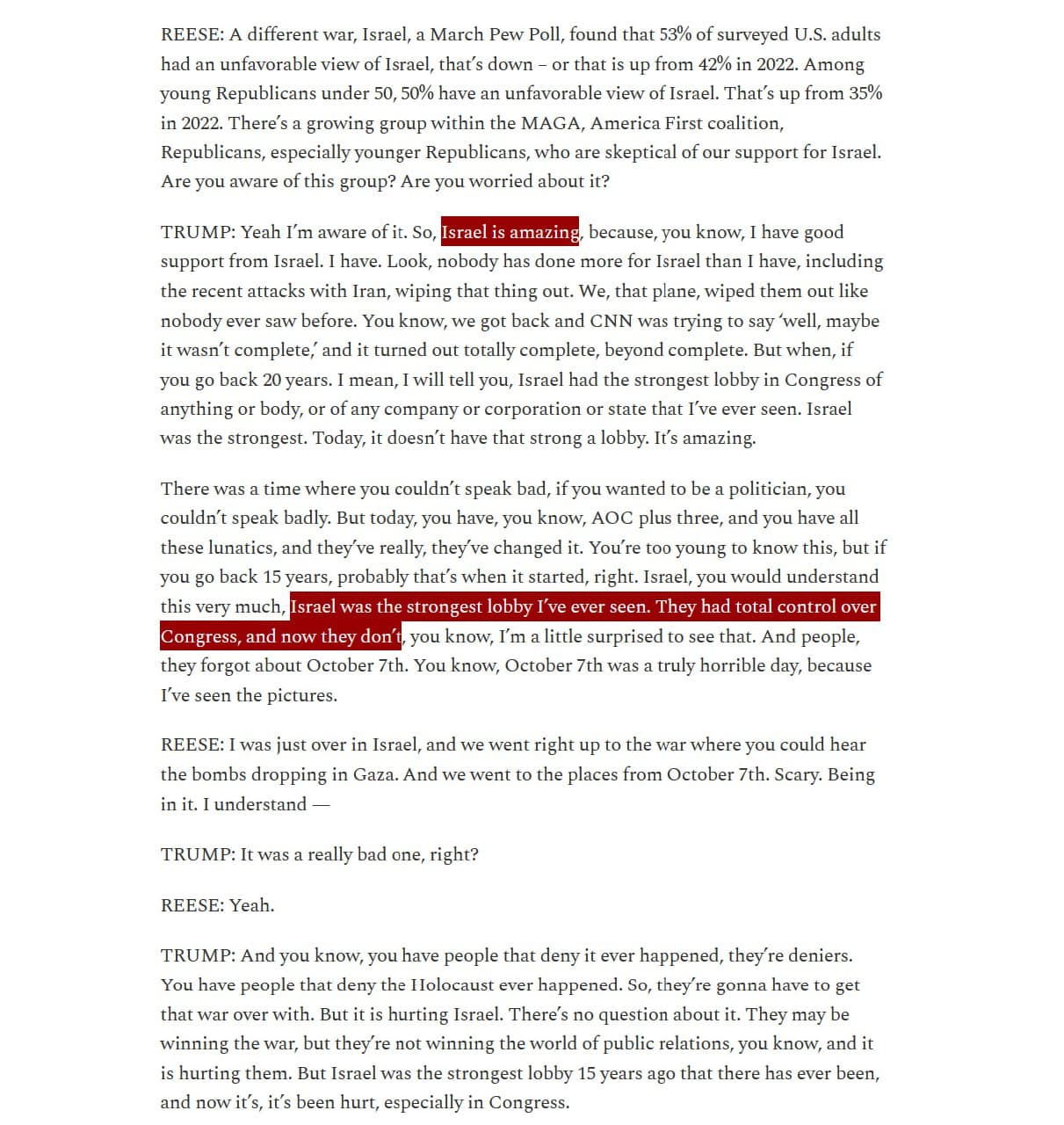 Featured image for: Trump Declares Shift in U.S. Relations: Israel No Longer Controls Congress Trump Declares Shift in U.S. Relations: Israel No Longer Controls Congress