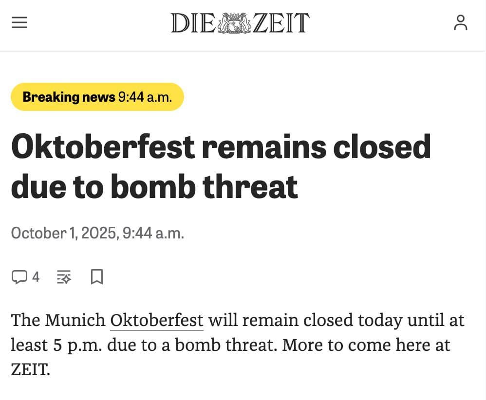 Featured image for: Oktoberfest in Munich closed due to verified bomb threat Oktoberfest in Munich closed due to verified bomb threat
