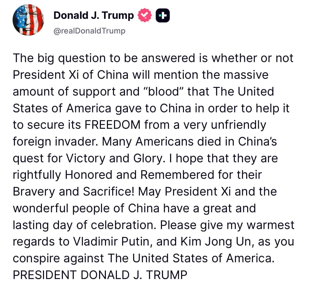 Featured image for: Trump Urges Xi to Reflect on U.S. Sacrifices Amid Military Parade Trump Urges Xi to Reflect on U.S. Sacrifices Amid Military Parade