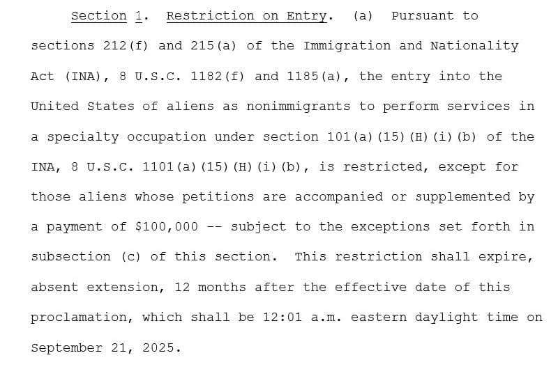 Featured image for: White House raises H1B visa fee to $100,000, denying entry to some White House raises H1B visa fee to $100,000, denying entry to some
