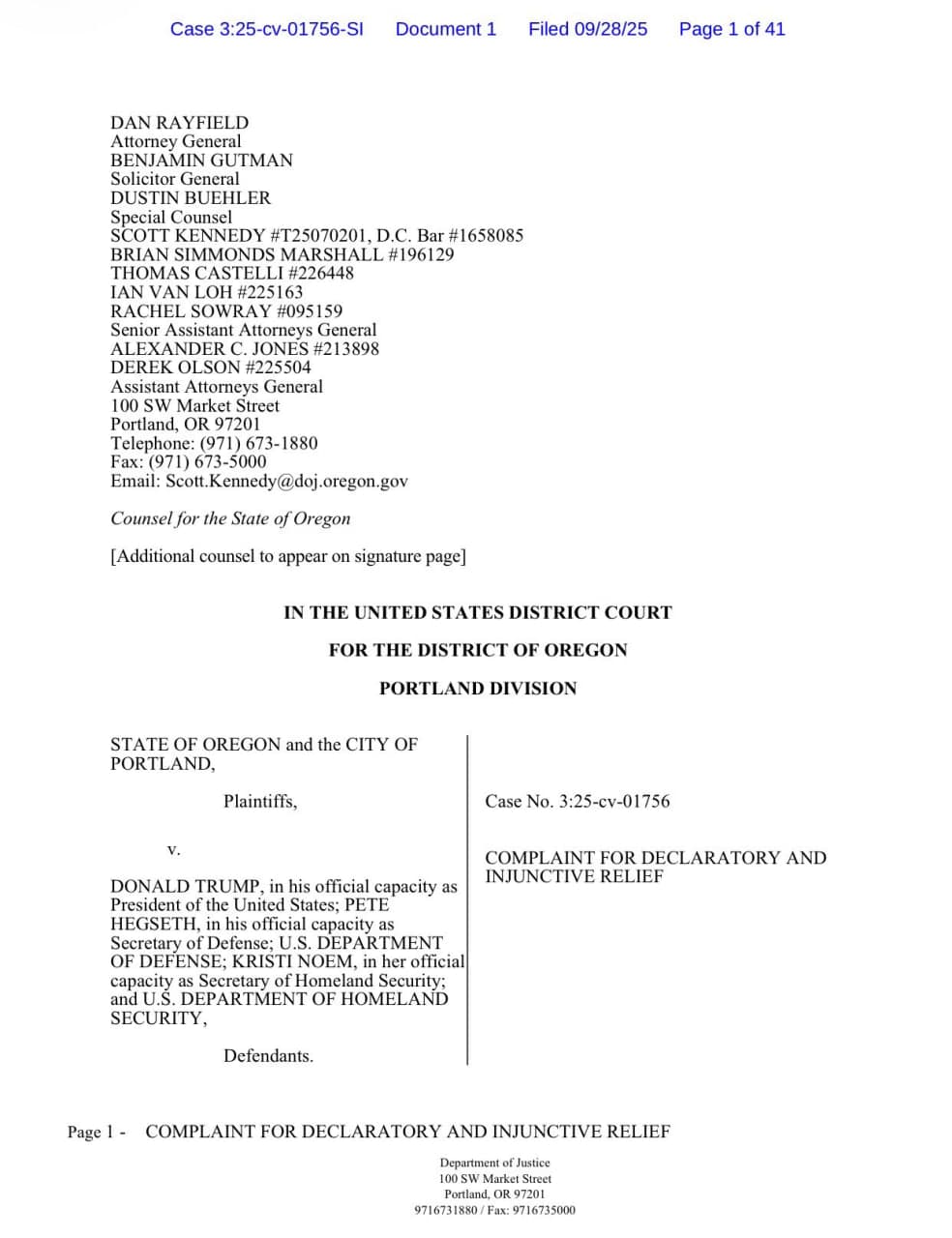 Featured image for: Oregon and Portland file injunction against federalizing National Guard Oregon and Portland file injunction against federalizing National Guard