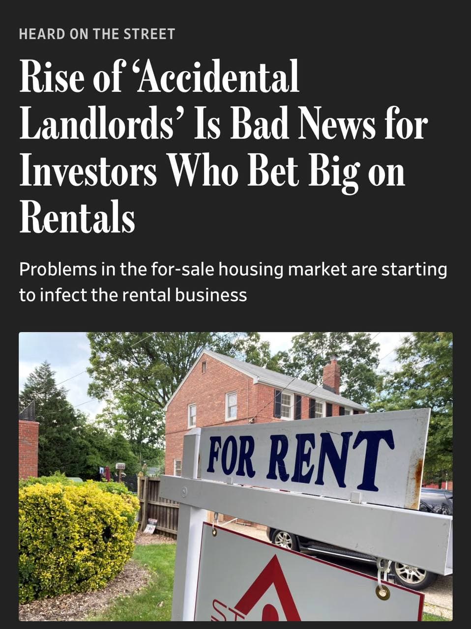 Featured image for: Home sellers turn to rentals, creating supply glut and hurting investors Home sellers turn to rentals, creating supply glut and hurting investors