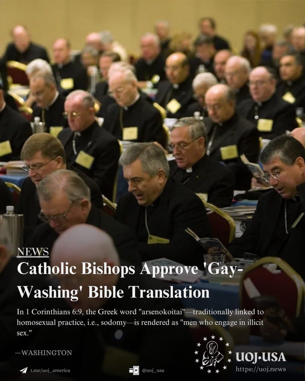 Featured image for: Catholic Bishops Approve Bible Translation Changing 'arsenokoitai' Meaning Catholic Bishops Approve Bible Translation Changing 'arsenokoitai' Meaning