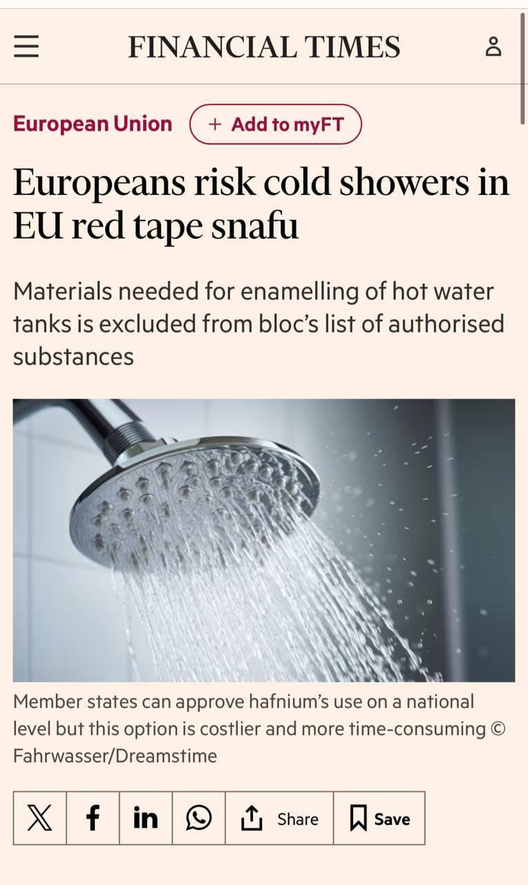 Featured image for: EU bans hafnium and zirconium in water heaters, prices may soar EU bans hafnium and zirconium in water heaters, prices may soar