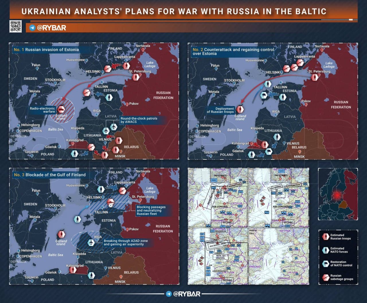 Featured image for: Rybar publishes maps of potential Russian invasion of Estonia and Gotland Rybar publishes maps of potential Russian invasion of Estonia and Gotland