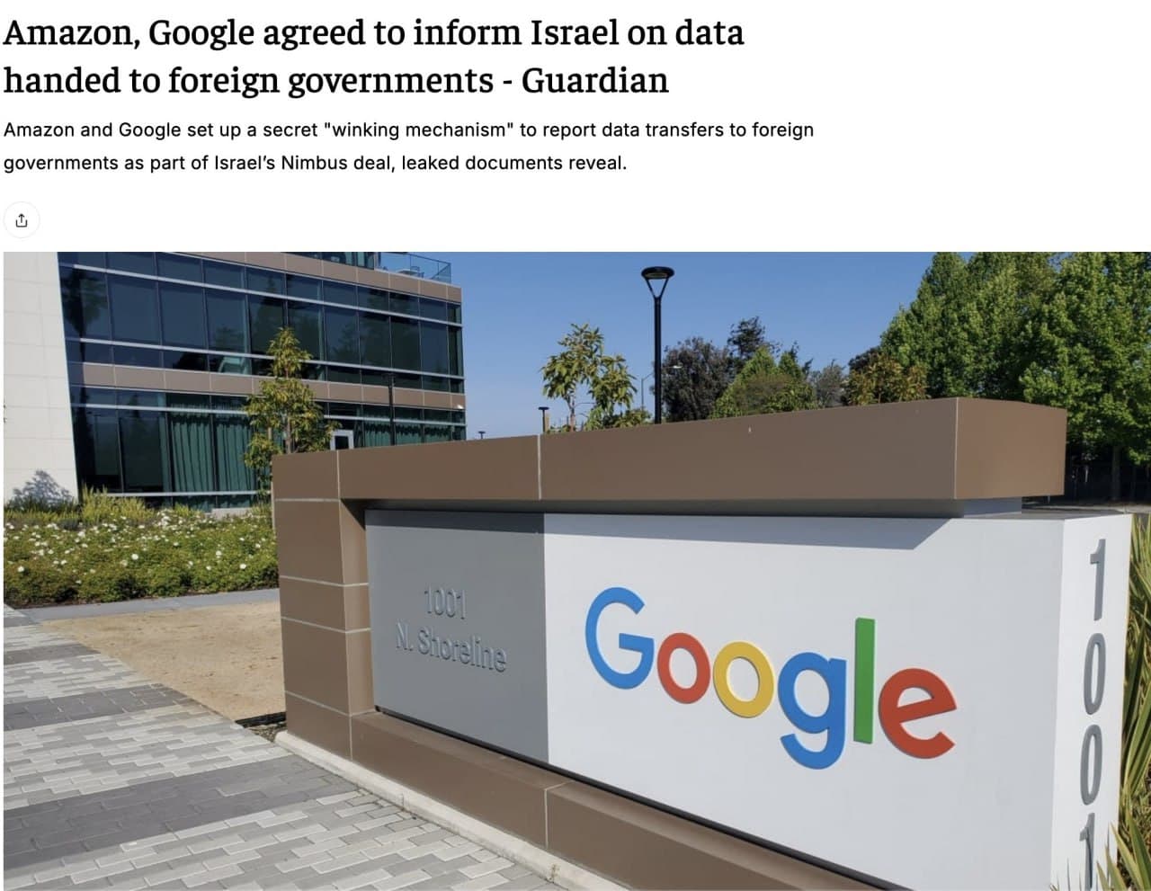 Featured image for: Leaked documents reveal Amazon and Google notify Israel of data requests Leaked documents reveal Amazon and Google notify Israel of data requests