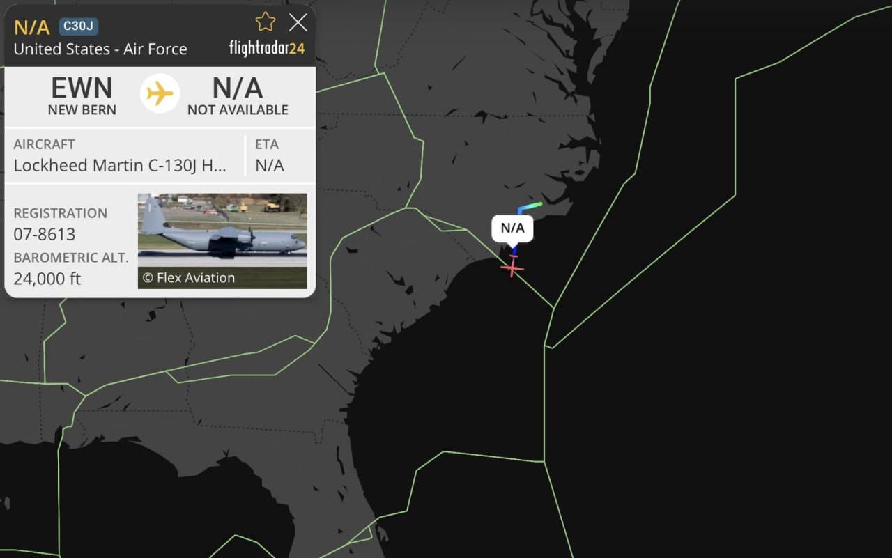 SHARK41 C-130J Hercules aircraft en route to St. Croix, U.S. Virgin Islands