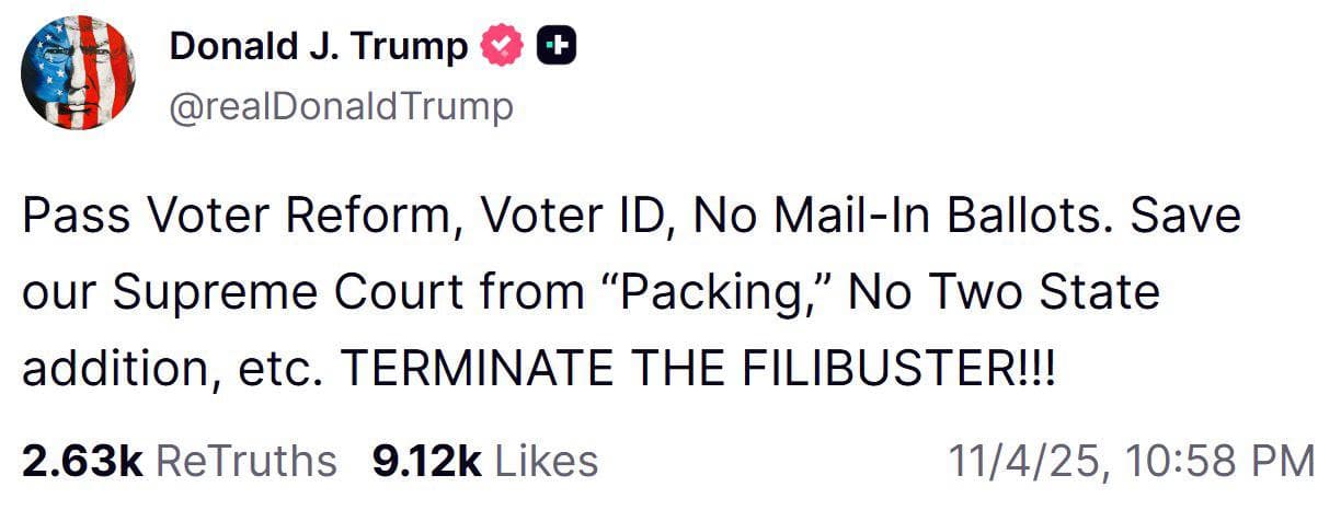 Trump proposes voter reform and opposes Democratic judicial changes