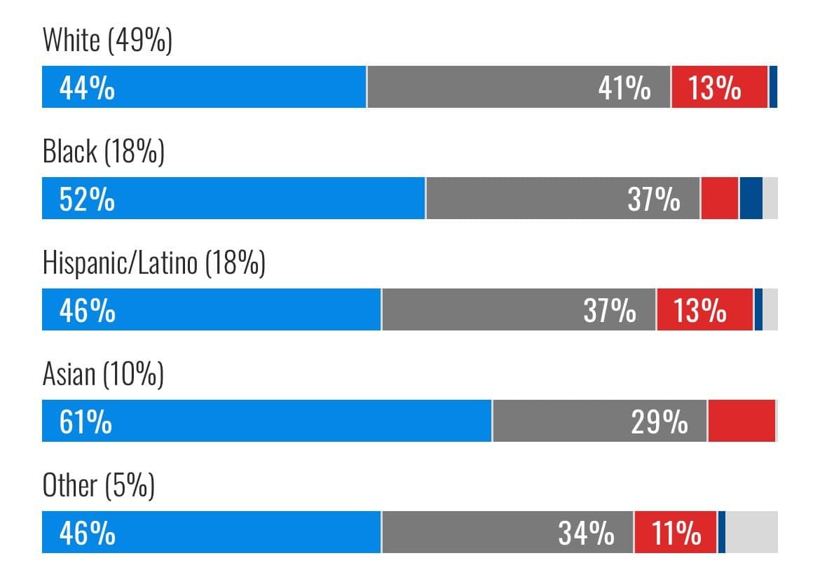 All racial groups except Whites support Zohran Mamdani over 45% in NYC mayoral race