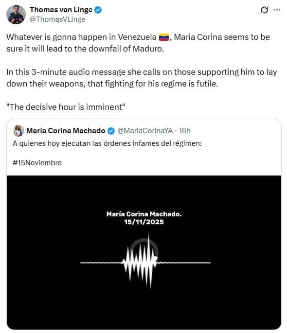 Maria Corina calls for supporters of Maduro to lay down weapons