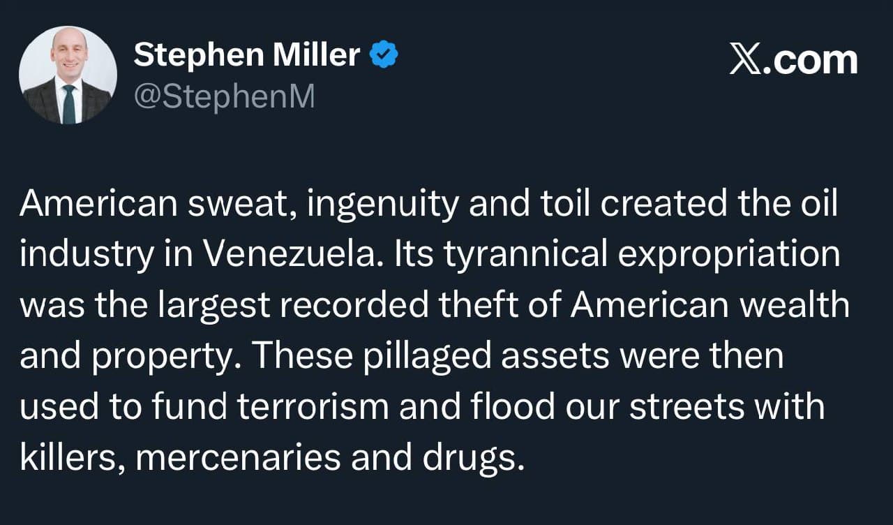 Featured image for: White House official calls Venezuela's oil expropriation largest theft of American wealth White House official calls Venezuela's oil expropriation largest theft of American wealth
