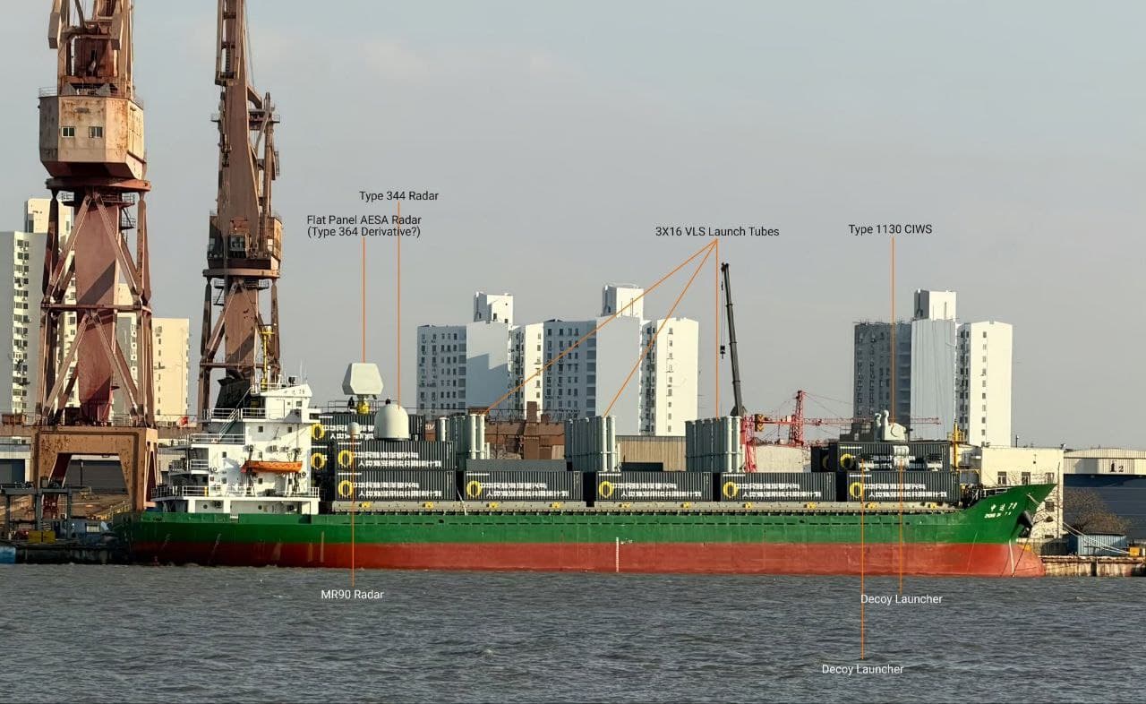 Featured image for: New images reveal Chinese cargo ship loaded with missile launchers and radars New images reveal Chinese cargo ship loaded with missile launchers and radars