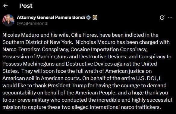 Featured image for: Nicolas Maduro and Cilia Flores indicted in Southern District of New York Nicolas Maduro and Cilia Flores indicted in Southern District of New York