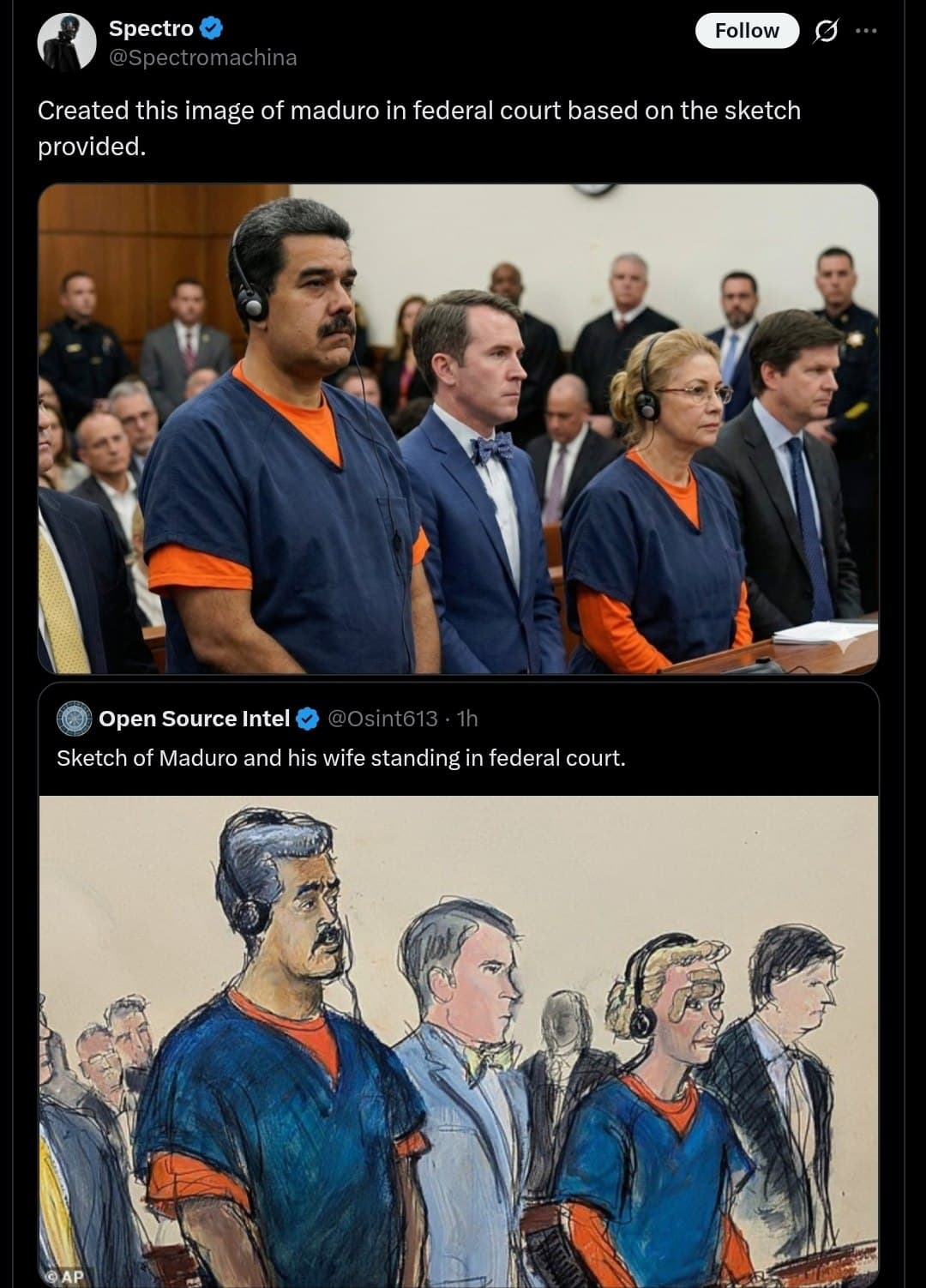 Featured image for: Sketch of Maduro and his wife in federal court released Sketch of Maduro and his wife in federal court released
