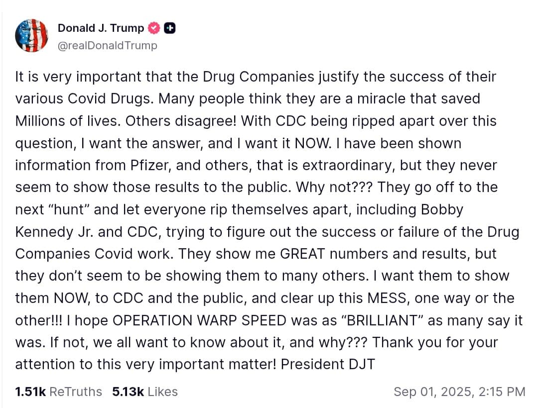 Featured image for: Trump Demands Vaccine Transparency from Pharma Giants Amid CDC Criticism Trump Demands Vaccine Transparency from Pharma Giants Amid CDC Criticism