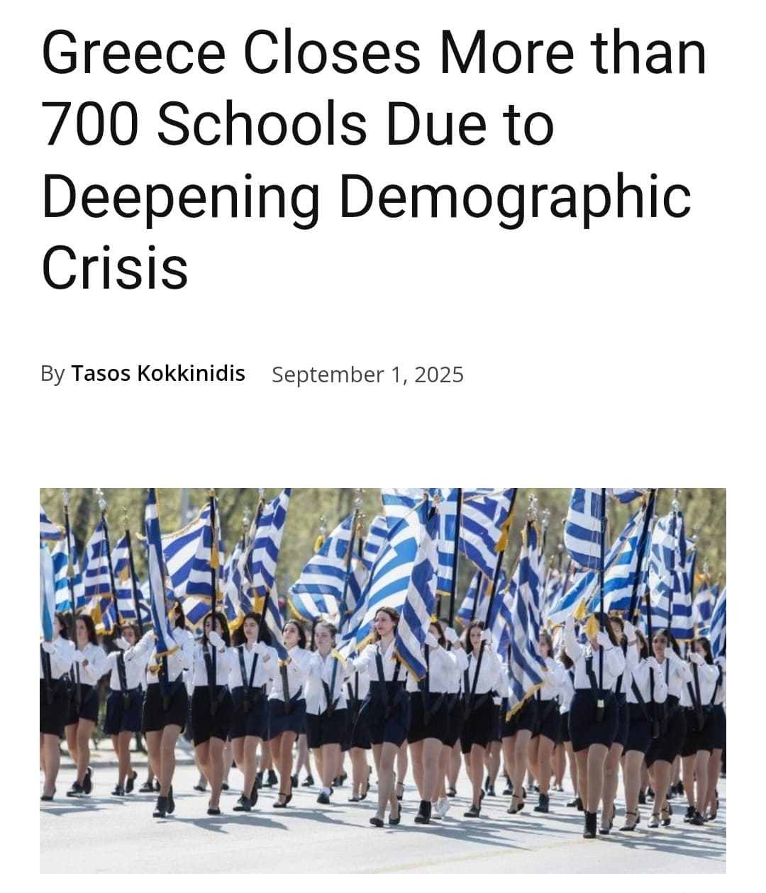 Featured image for: Greece Shuts Down Over 700 Schools Amid Growing Demographic Crisis Greece Shuts Down Over 700 Schools Amid Growing Demographic Crisis