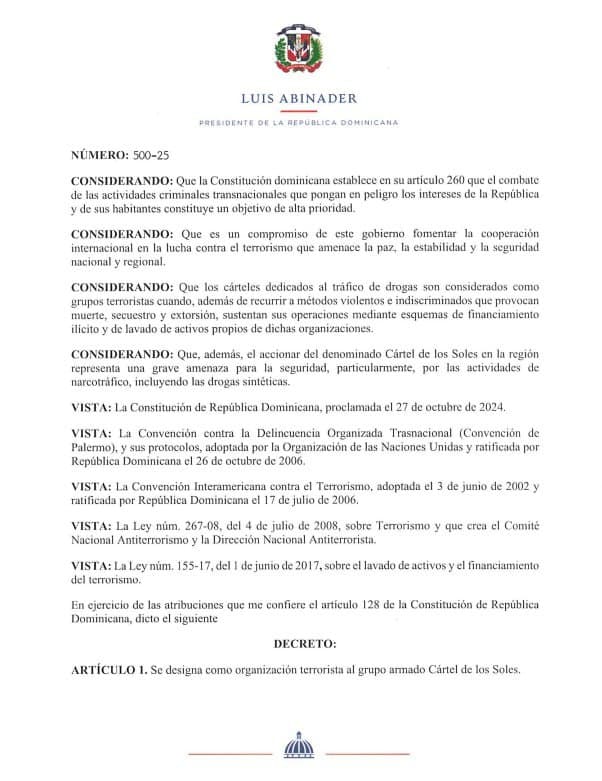 Featured image for: Dominican Republic Designates Cártel de los Soles as Terrorist Group Dominican Republic Designates Cártel de los Soles as Terrorist Group