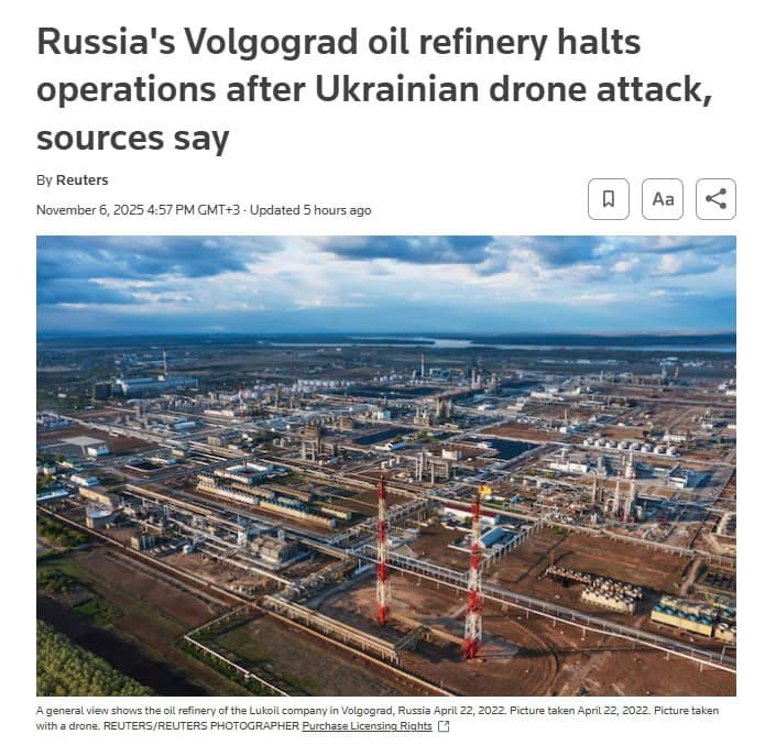 Russia's Volgograd oil refinery halts operations after drone attack