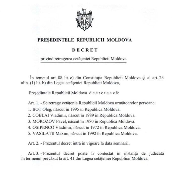 Moldovan authorities revoke citizenship of ethnic Russians in Russian army