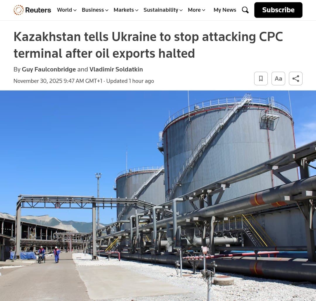Kazakhstan urges Ukraine to stop drone strikes on key oil terminal