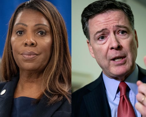 Image for Federal judge dismisses criminal cases against James Comey and Letitia James