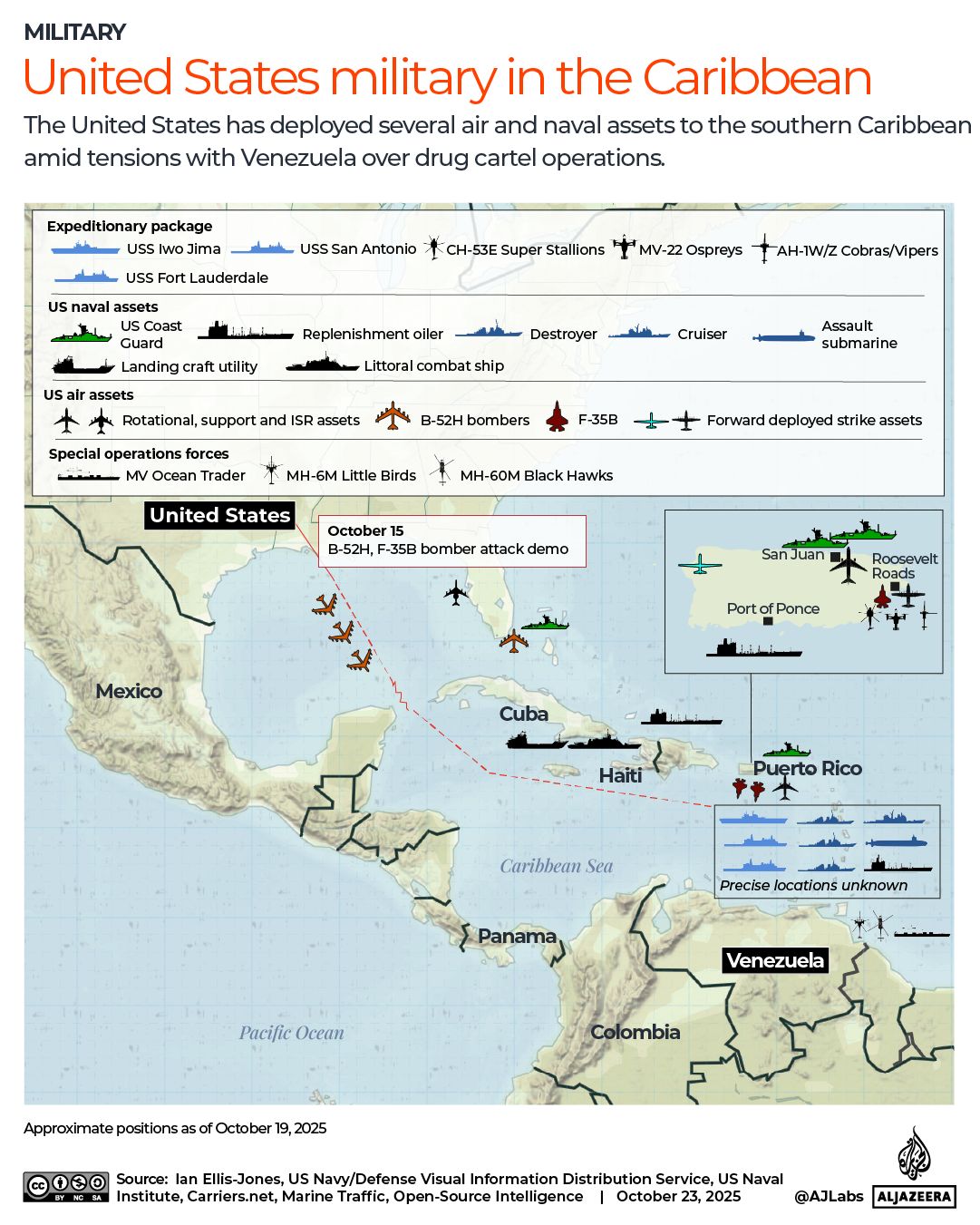 Image for 14 U.S. Navy ships operating in SOUTHCOM area of responsibility