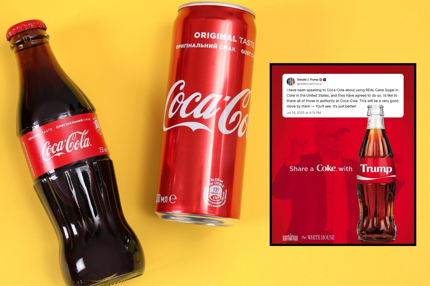 Image for Coca-Cola begins selling cane sugar soda in U.S. after Trump request