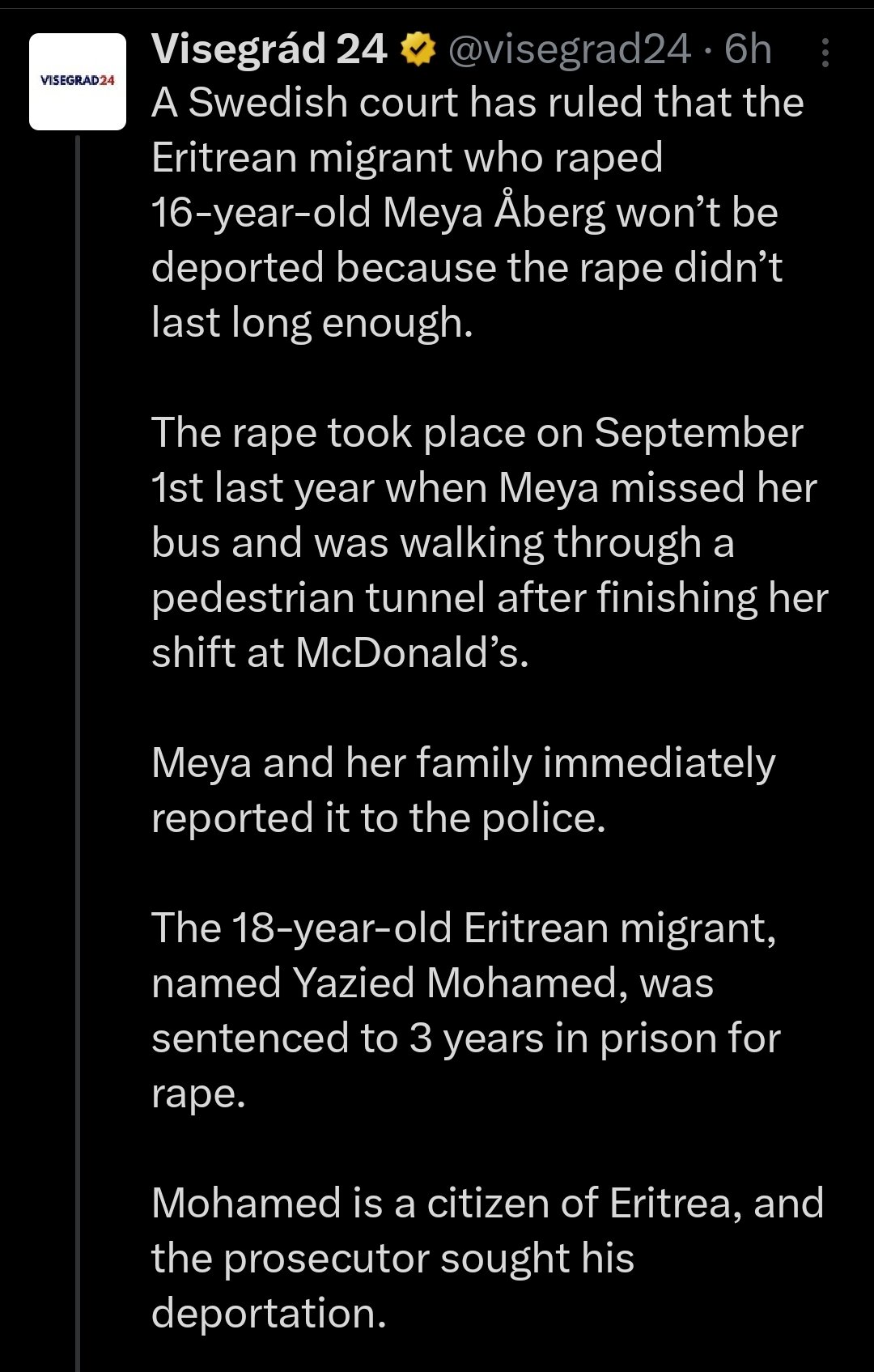 Image for Swedish court rules African migrant who raped 16-year-old will not be deported