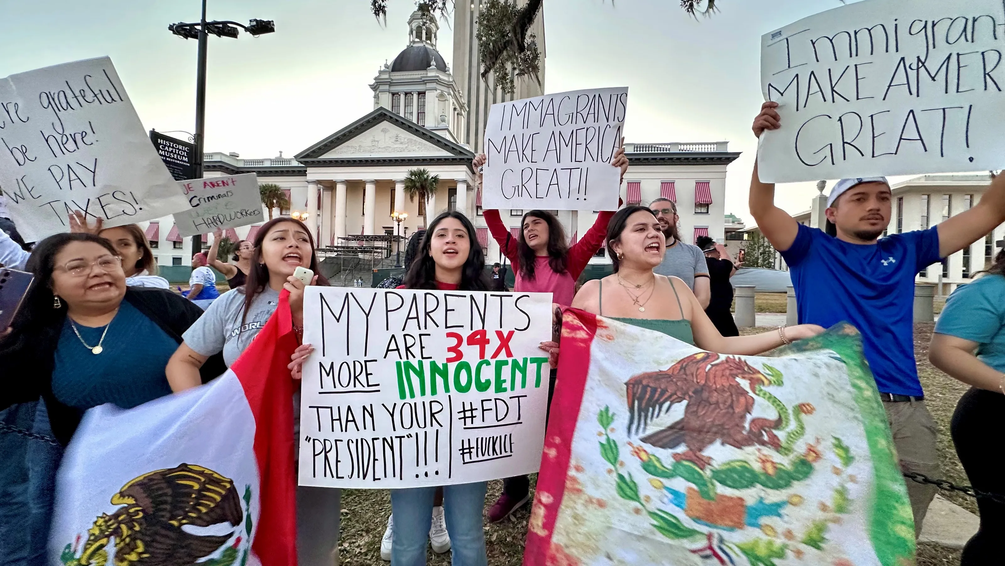 Large crowd protests Trump immigration crackdown at Florida Capitol